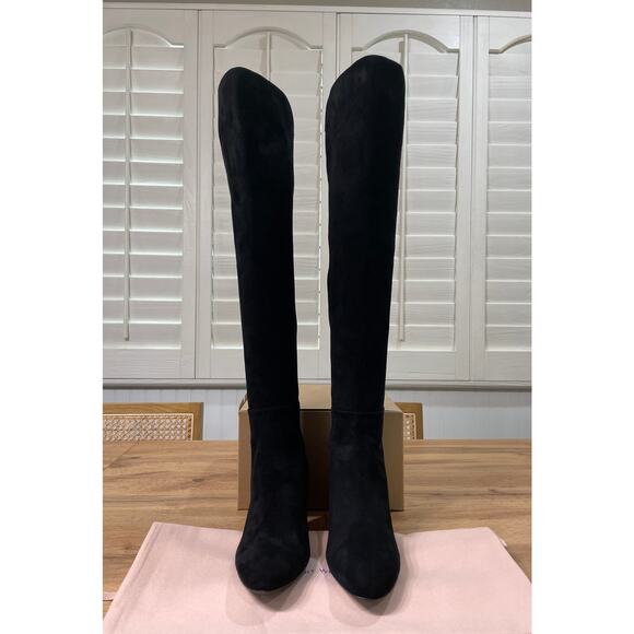 Stuart Weitzman 5050 Block Stretch Suede Over-The-Knee Black Boots Size 8 NWOB - Picture 7 of 12